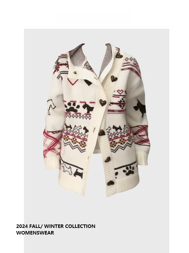 

Женский свитер-худи Forever 2 в стиле ретро с узором «сердце» и «фэр-айл», осенний, длинный рукав, для повседневной носки, для фигуры «груша»