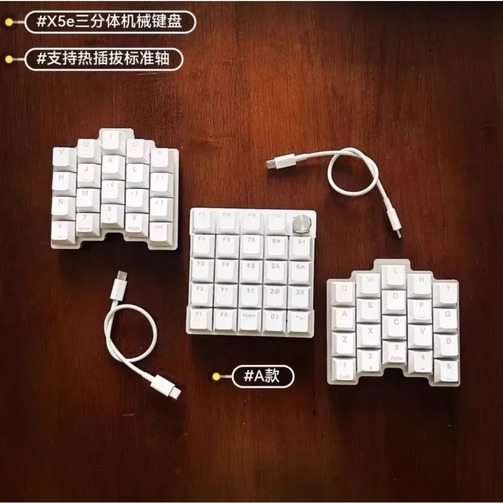 X5e Keyboard Split Kustom Hot Swap Kabel Mode Tunggal Keyboard Inline Ortogonal RGB QMK Tanduk Trisomi Aksesori Keyboard Gamer
