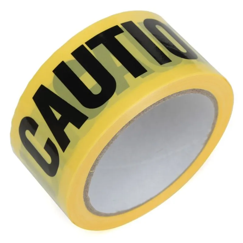 4.8cm * 25 meters Self-adhesive Yellow CAUTION Ground Sticker Road Traffic Safety Warning Sign Corridor Fire Tape