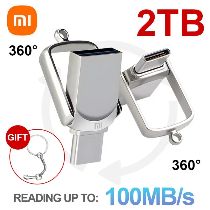 Xiaomi Metal 2TB Usb Flash Drives High Speed Pendrive 1TB 512GB Usb Pen Drive Portable SSD Memoria Usb Flash Disk TYPE-C Adapter