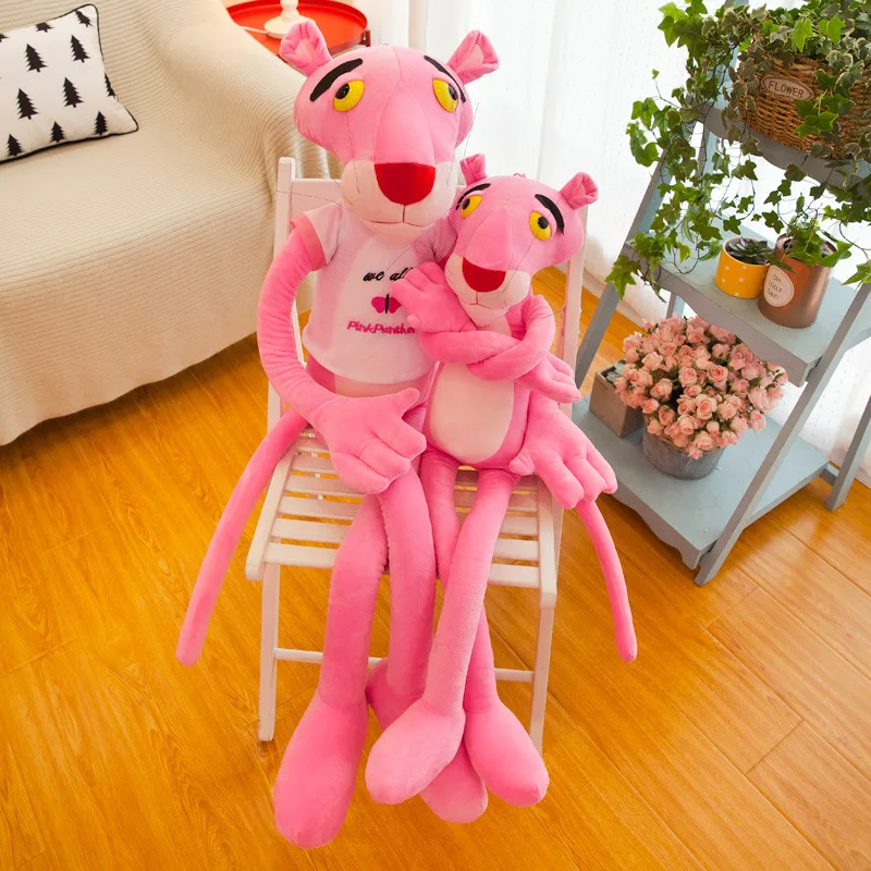 Boneca do leopardo rosa com pés longos para a menina, brinquedo do luxuoso, boneca macia do sono, descanso do sofá, presente de aniversário, 100cm