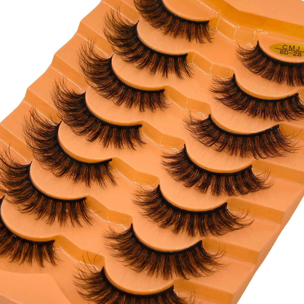 رموش عين القطة ثلاثية الأبعاد رموش صناعية طبيعية D حليقة رقيق لينة عبر 7 أزواج رموش مانغا Wispy رموش تمديد طبيعية ماكياج #4