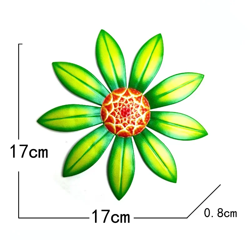 Wrought Iron Sunflower Wall Decor Outdoor Garden Colorful Metal Flower Hanging Ornament Garden Artistic Decorative Piece