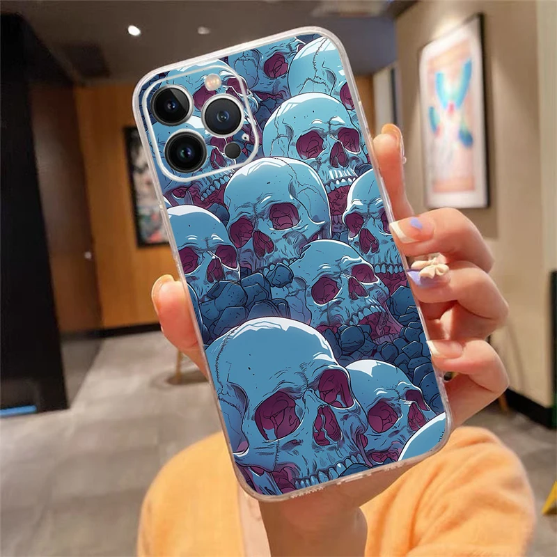 

Skull Phone Case Carcasa Funda For iPhone 17 Pro Max Air 17 16 15 14 13 Pro Max 15 16 Pro 15Plus