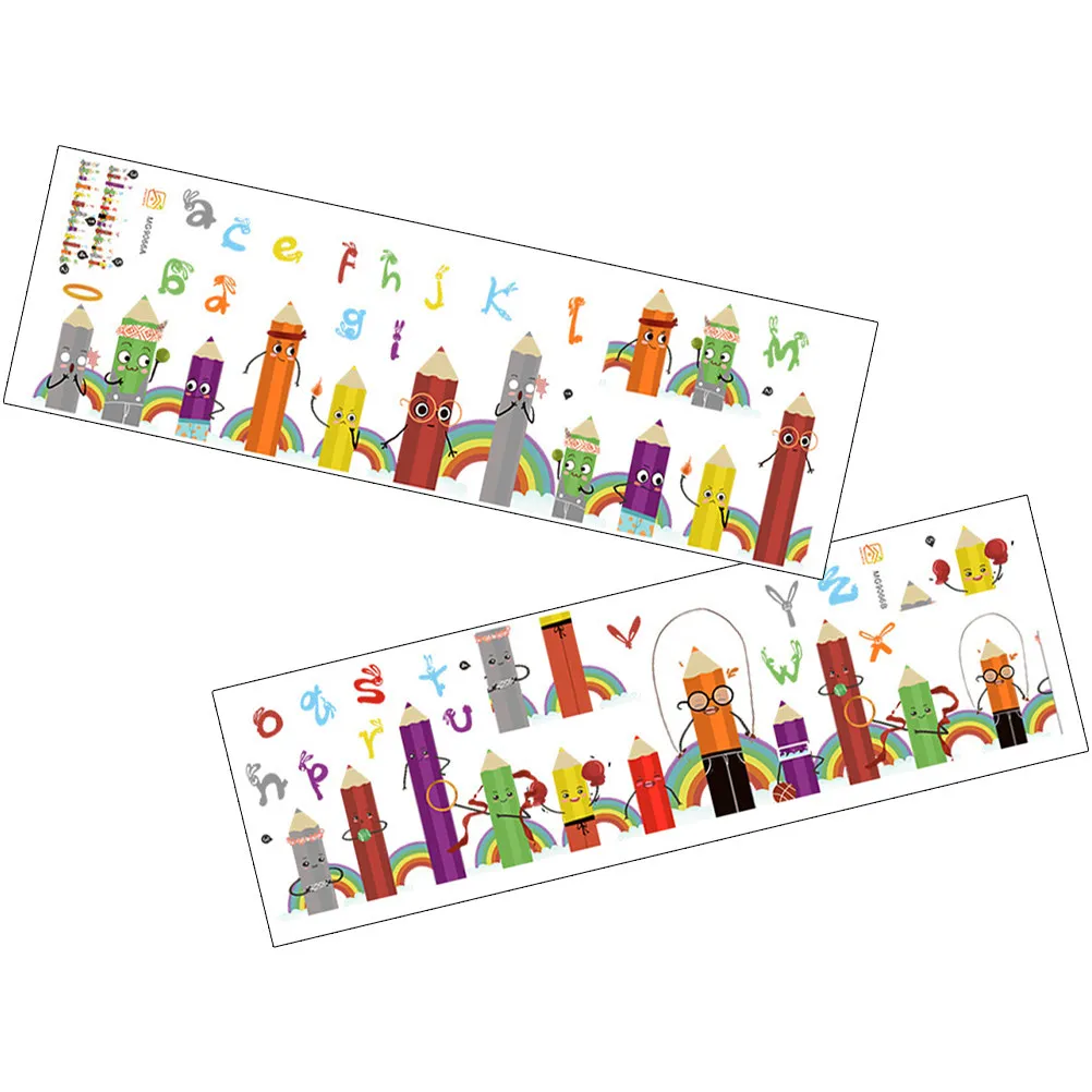 1Set Colored Alphabet Pencil Painting Wall Sticker Durable Self-Adhesive Kids Room Nursery Wall Decor Decals Cartoon Design