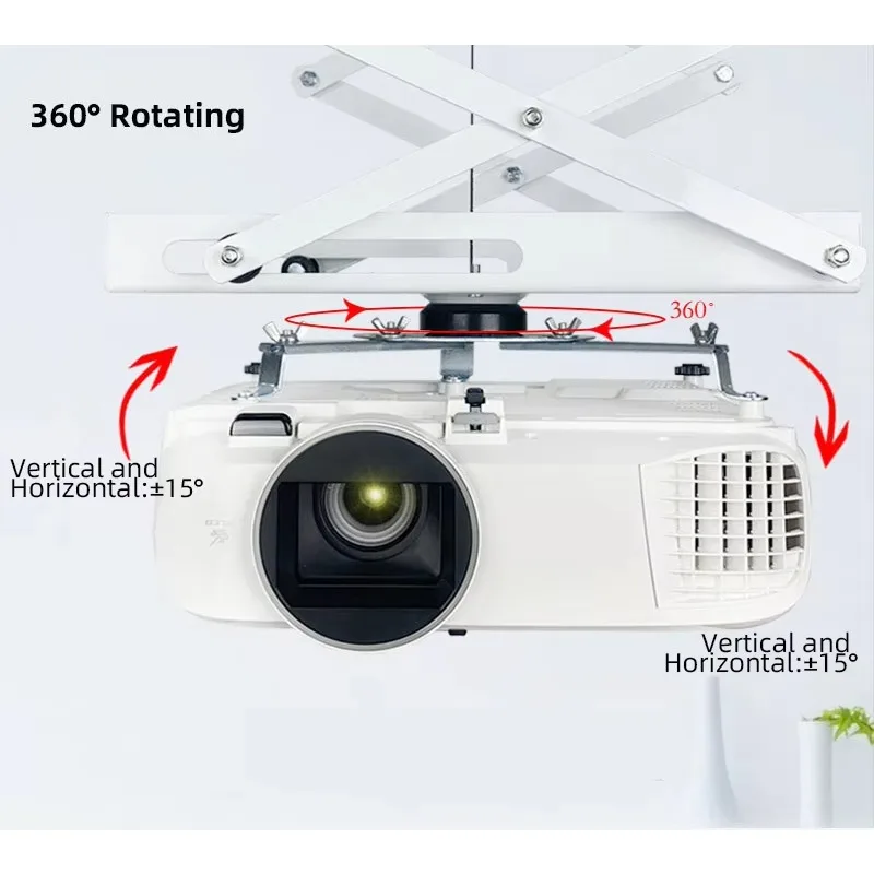 Electric projector lifting installation hanger with adjustable length installation bracket