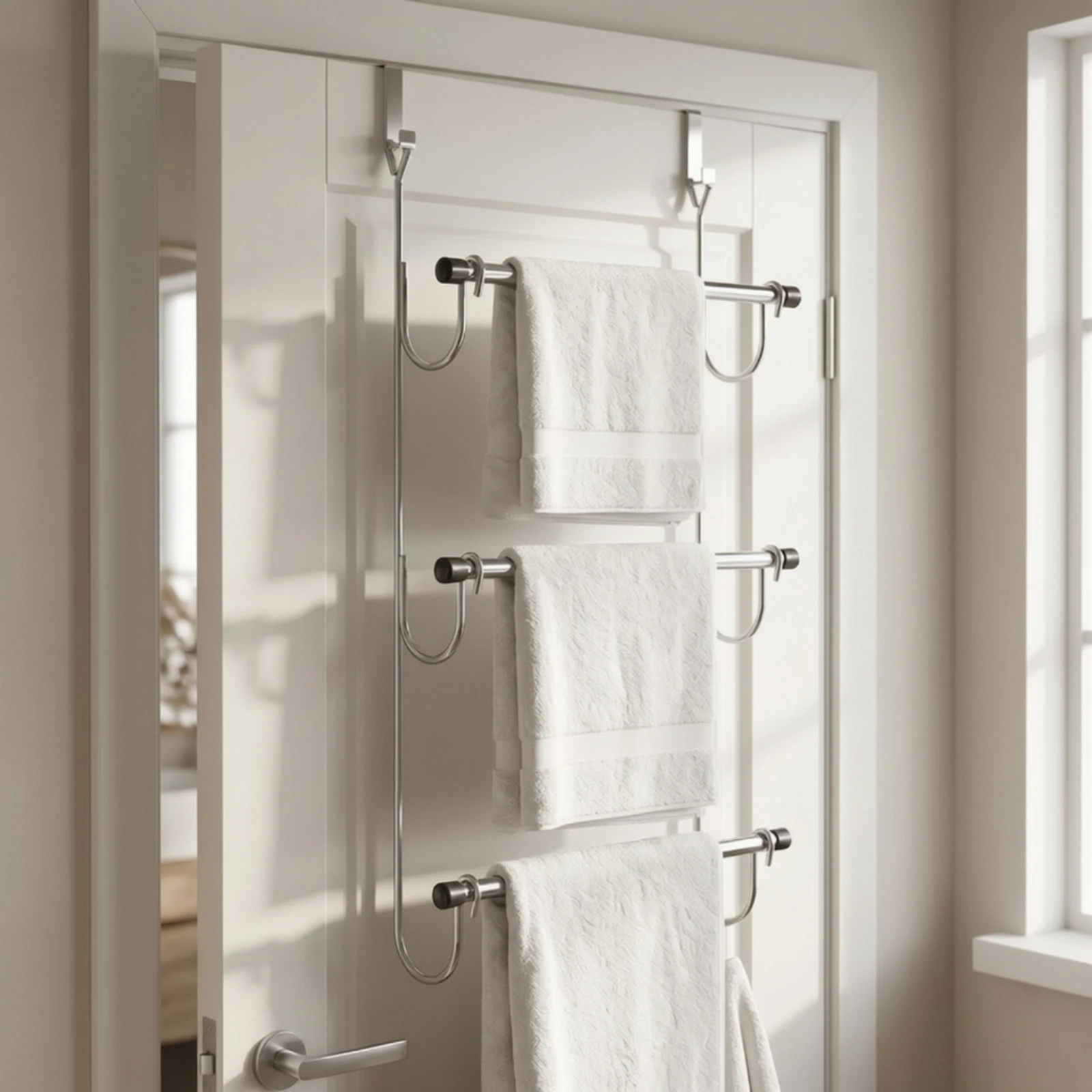 Over-the-Door Towel Rack Compact over the Door Towel Rack Sturdy Long-Lasting for Bathroom, Small Apartments