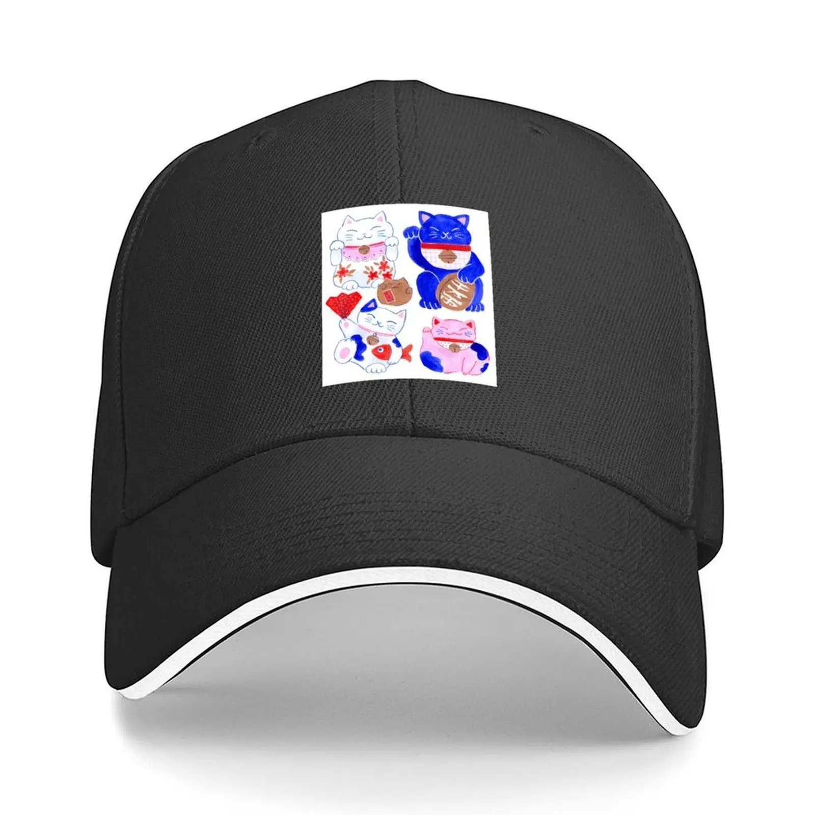 

Maneki Neko Cats Baseball Cap Hat Beach golf hat genuine Anime hats for men Caps Male Women's