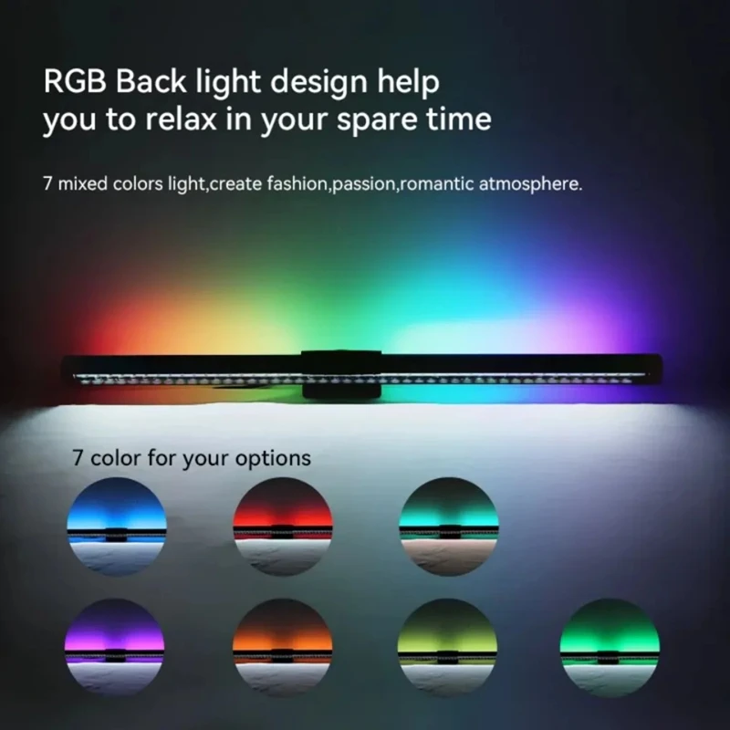 LED Monitor Light Bar Screen Hanging RGB Atmosphere Dimming Lighting 44cm For Work Study Gaming Reading Eye Protection Lamp