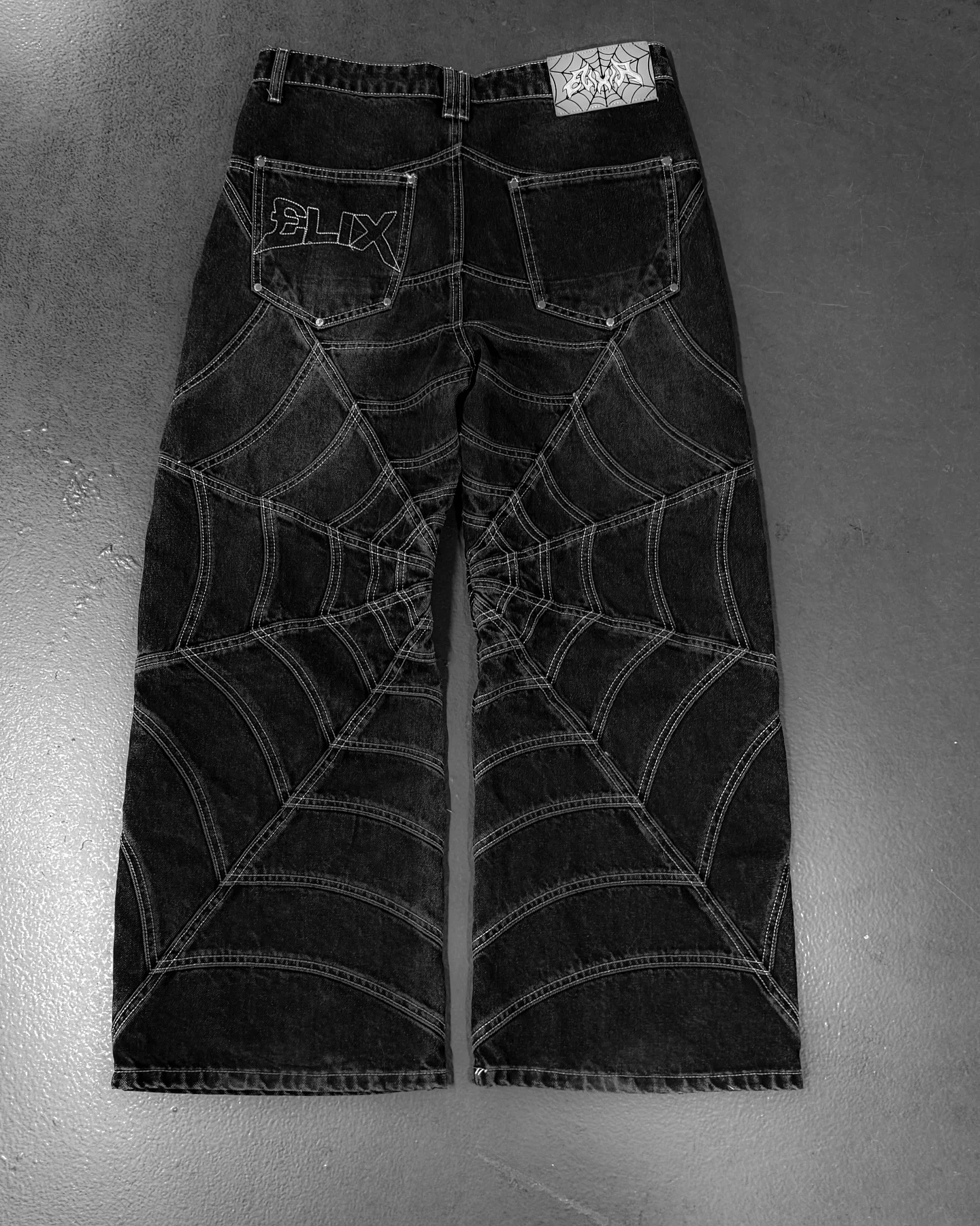 

American Gothic Hip Hop Embroidered Spider Web Design Loose Wide-leg Pants Men's Y2K New Harajuku Punk Rock Retro Street Dress