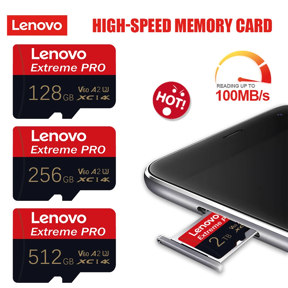 Lenovo Extreme pro Micro SD 64GB 128GB 256GB 512GB Memory Card High-Speed Flash Card for Xiaomi SONY Smart phone Camera