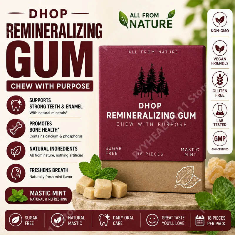 Remineralizing Chewing Gum Sugar Free Mastic Mint Chew with Mastic Gum Base Organic Xylitol Natural Propolis 18 Pieces