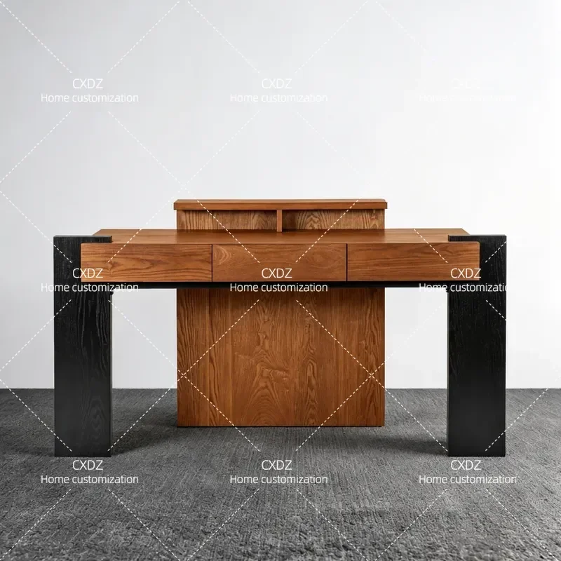 Medieval Style Solid Wood Desk for Home Living Room Study Writing Computer Table Light Luxury High End Boss Office Desk