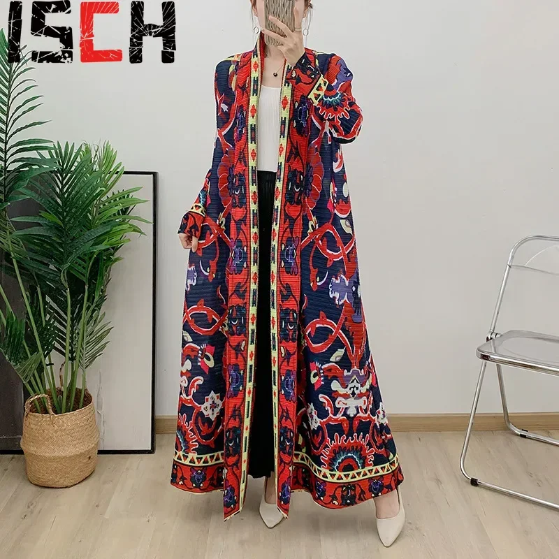 Pleats Pleated Jacket Arabic Dress Robe 2024 New Lace Up Pleated Long Skirt Thin Foreign Women Plus Size Women Clothing