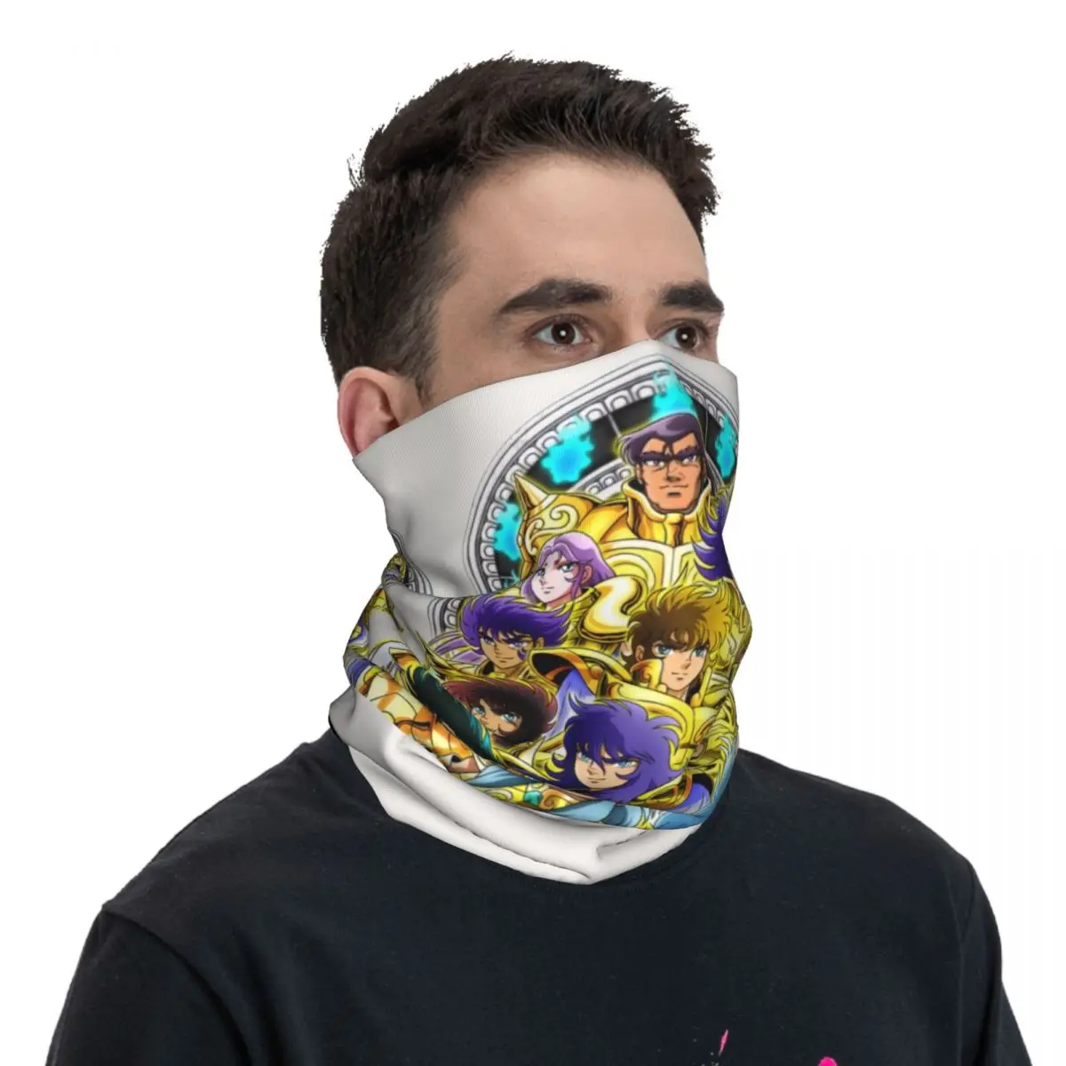 커스텀 세인트 세이야 별자리 기사단 만화 반다나 넥 게이터 자외선 차단 페이스 스카프 커버 여성 남성 헤드밴드 튜브