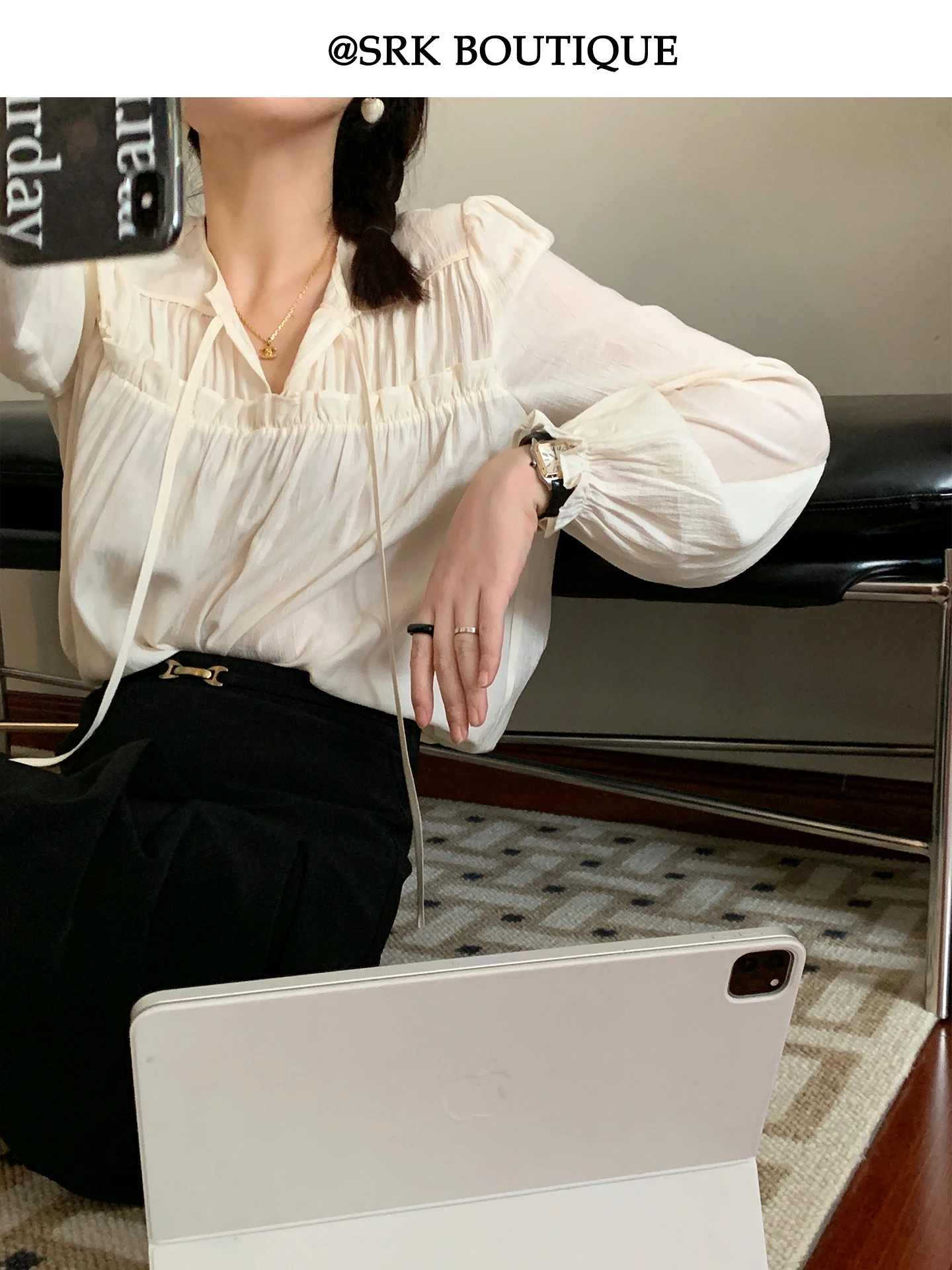 

Длинное текстурированное платье для женщин SRK персикового цвета с дизайнерским поясом, топ во французском стиле, смесь хлопка и полиэстера