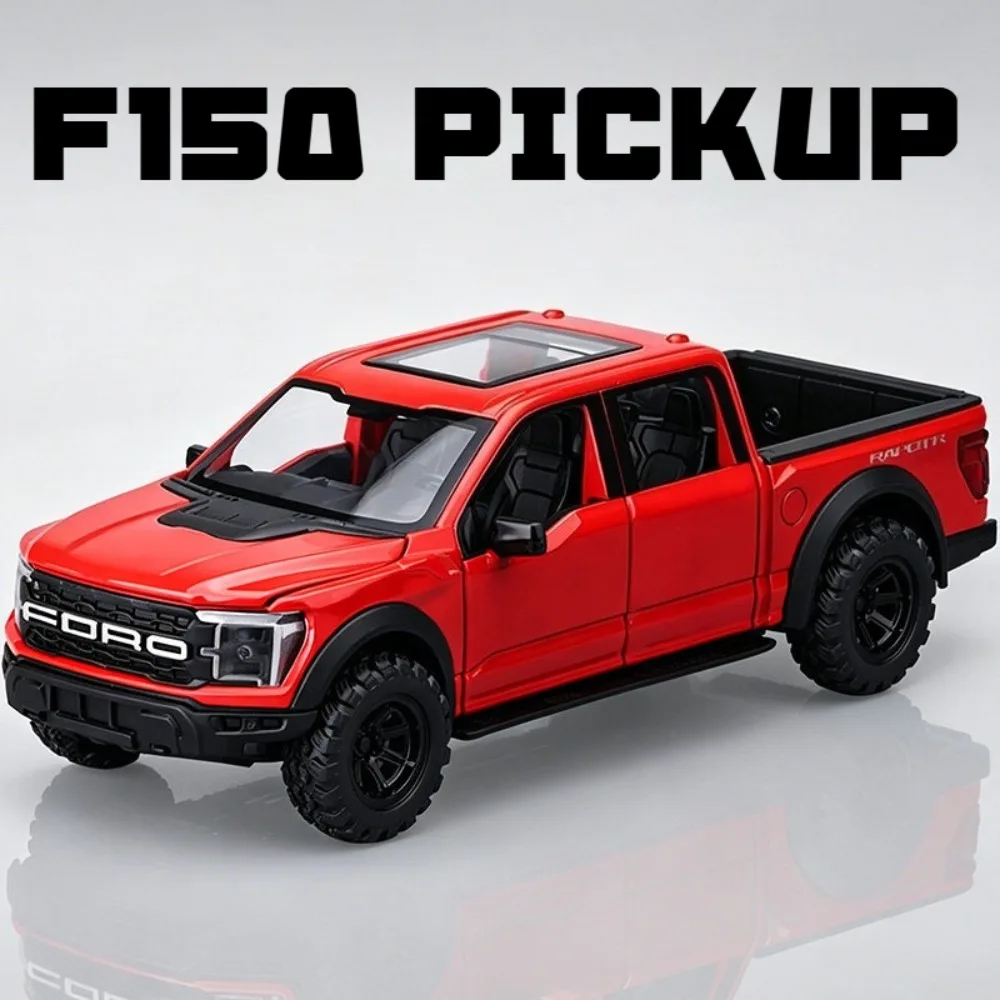 1:32 F150 Pickup Mustang GT500 Car Model Toy Sound Light Pull Back Sports Cars Alloy Diecast Toys Exquisite Gift for Friend