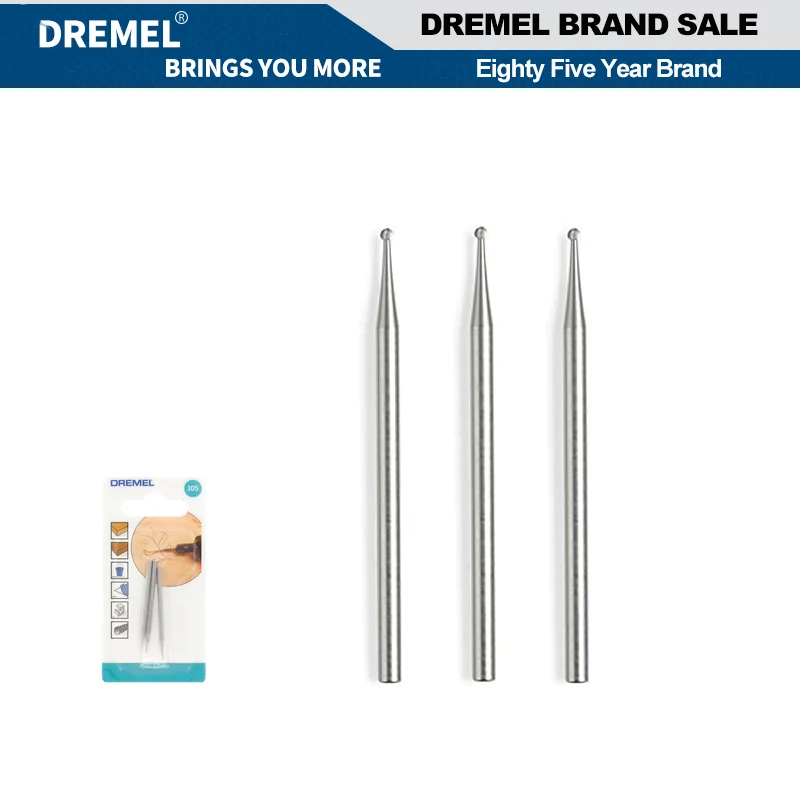 Kit d\'outils rotatifs Dremel 105, mèches de gravure en forme de boule, diamètre de travail de 0.8mm pour le bois et le verre