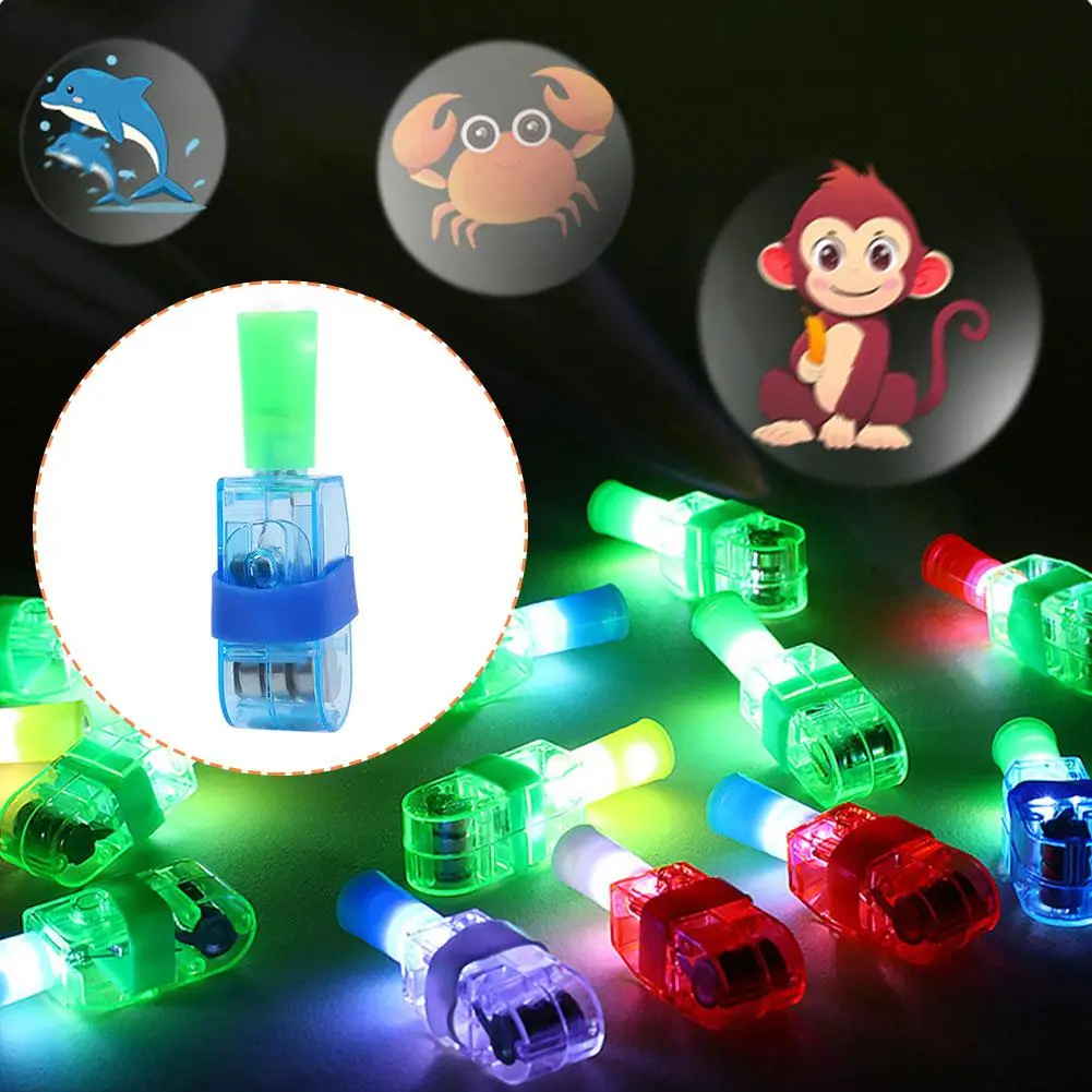 1Pcs Mixed Colors Cartoon Led Projector Light Finger Lamp For Party Birthday Christmas Wedding Decoration Child Toys