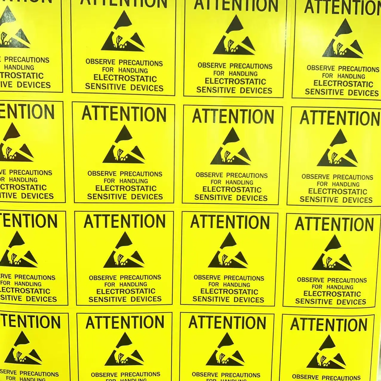 4.8*4.8cm ATTENTION Sticker Adhesive Label for ESD Anti Static Sensitive Device Electronic Shielding Anti-Static Party Packing
