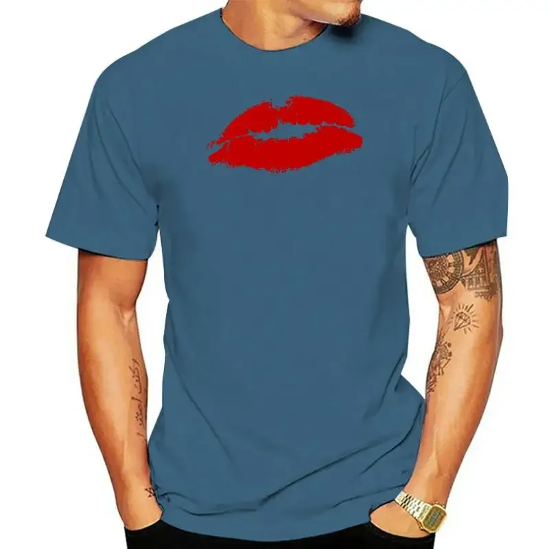 Men Printing Short Sleeve O Neck T shirt Short Sleeve Basic Tops Red Lips Lipstick Kiss Imprint Men's T-Shirt Quality T Shirts