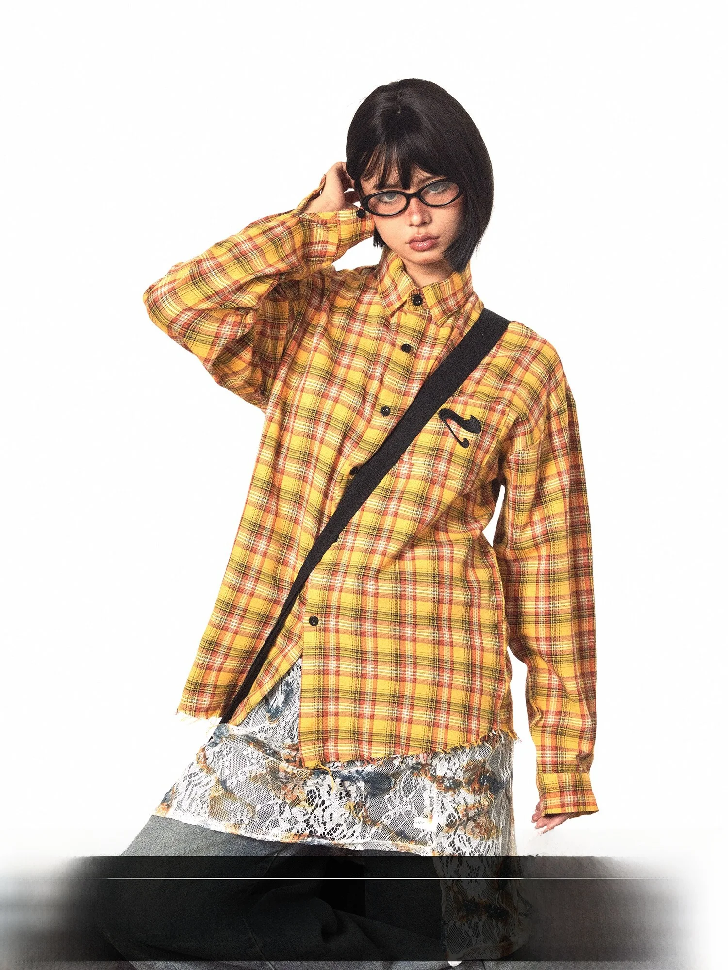 

Retro Plaid Long Sleeve Shirt Thin American Style Casual Men's Shirt Yellow Checkered Shirt Loose Fit Commute Style Button Cl...