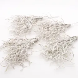 6pcs Artificial white Grass Plant Artificial Flowers for Wedding Christmas Decor DIY scrapbooking Wreath Fake flowers