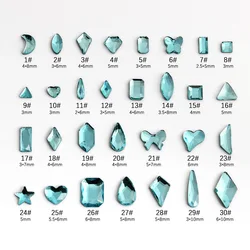 wholesale Lake blue multi style Flat Back Nail Rhinestone  Special Shaped Crystals Nail Art Stones 3D Personalized Decoration