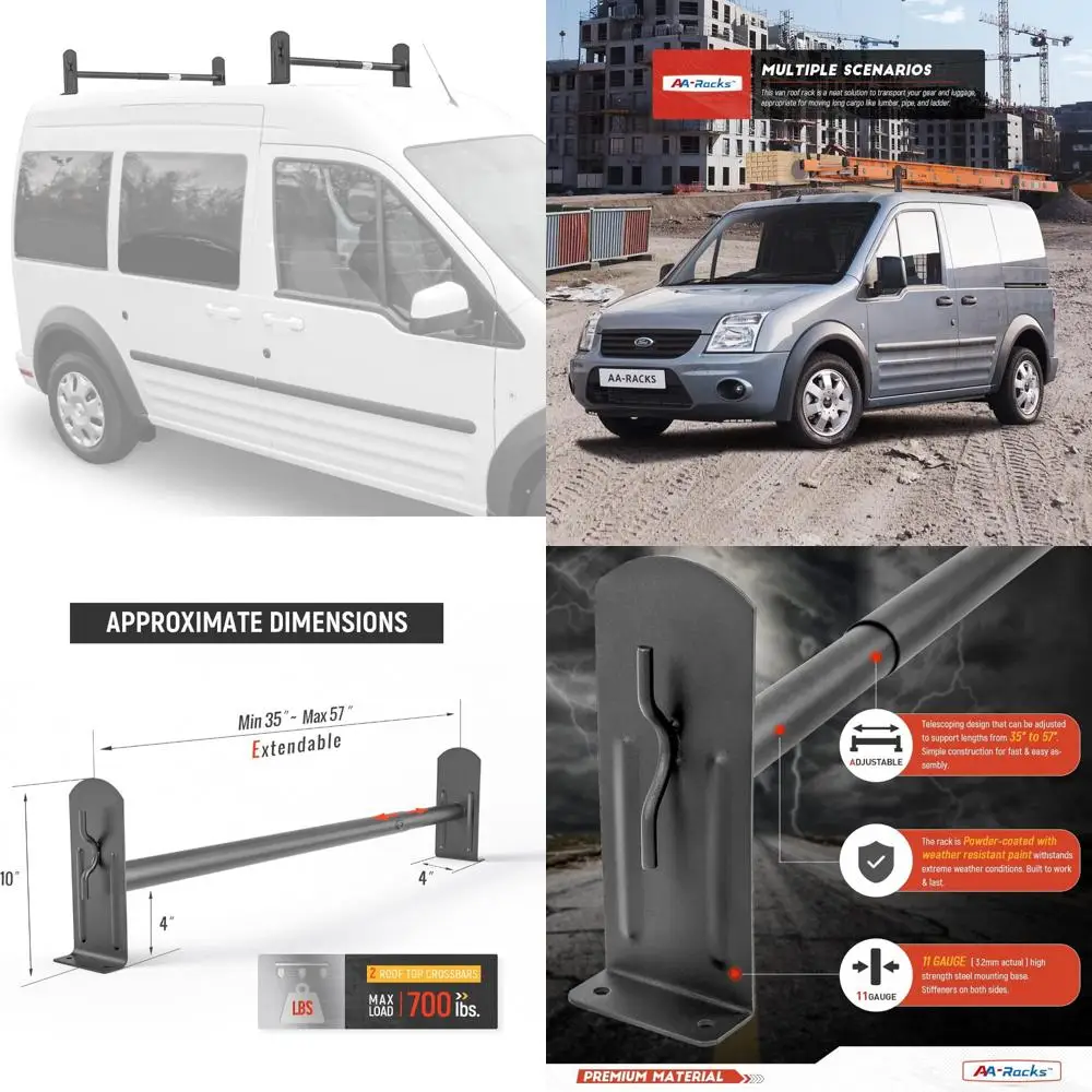 

Стальная универсальная система лестничных багажников для Ford Transit Connect 2008-2013, конструкция с двумя стержнями, совместимая с сверлением на крышу, багажниками на крыше фургона