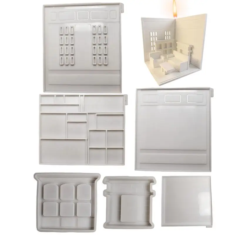 Silicone House Molds For Resin Doll House Making Mould Set Of 6 Home Decoration Plaster Moulds Epoxy Resin Casting Mould Small