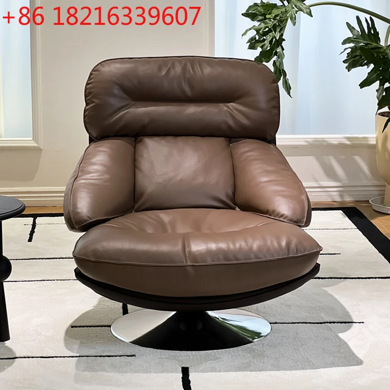 YAO Italian minimalist skin-friendly leather rotatable leisure chair, light luxury living room single