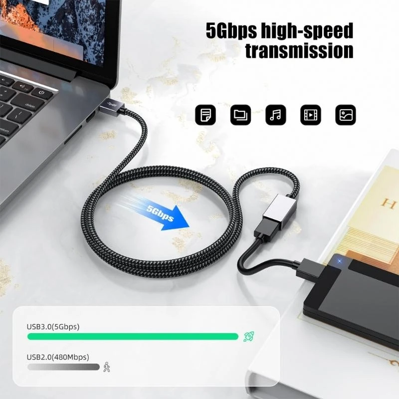 

Удлинительный кабель USB «папа-мама» 5 Гбит/с для быстрой синхронизации данных и зарядки, долговечность при длительном 83CF