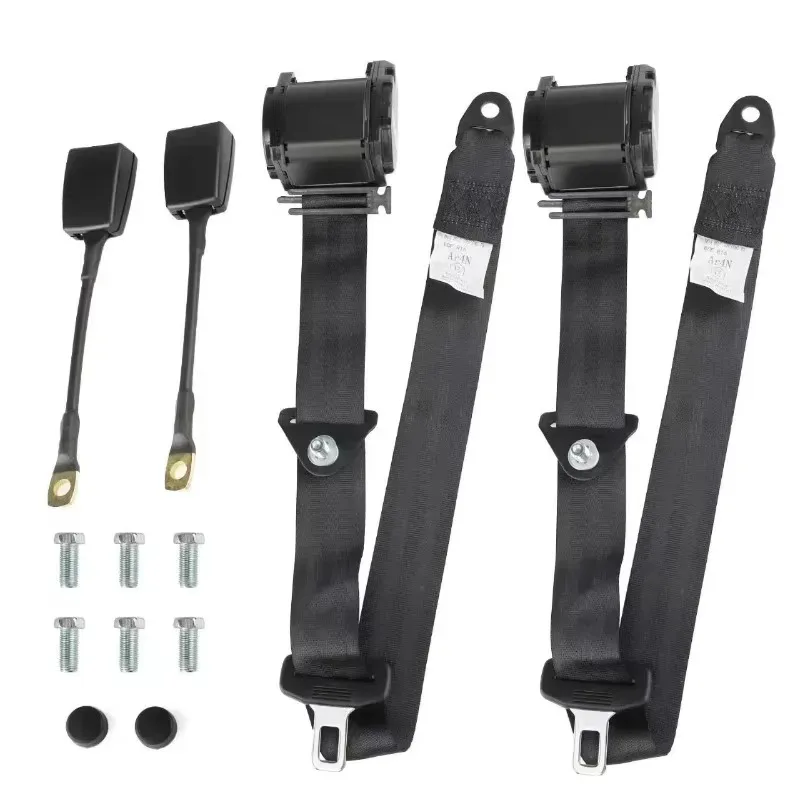 2pcs Scalable 3-point Car Seat Belt Driver's Seat Belt with Emergency Locking Car Replacement Parts Truck Golf Cart Seat Belt
