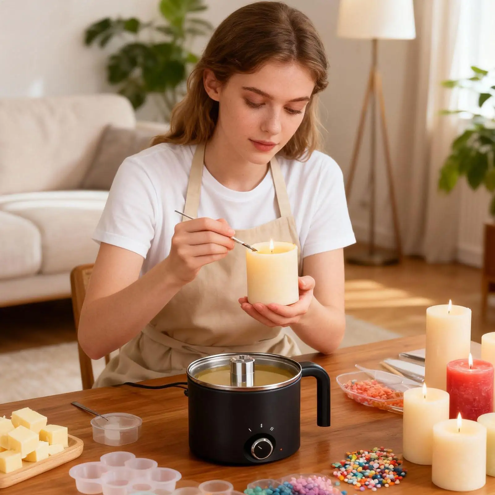 1.5L Wax Melting Pot Candle Wax Melting Device Large Stainless Steel Electric Non-stic Candle Making Pot Melting Pitcher view 3