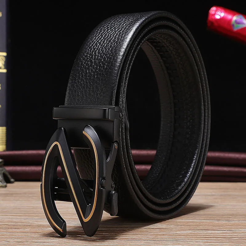 Herren gürtel Mode Legierung automatische Schnalle Gürtel Business lässig Echt leder Herren gürtel Luxus hochwertige Taille Band 3,5 cm – Detail 9