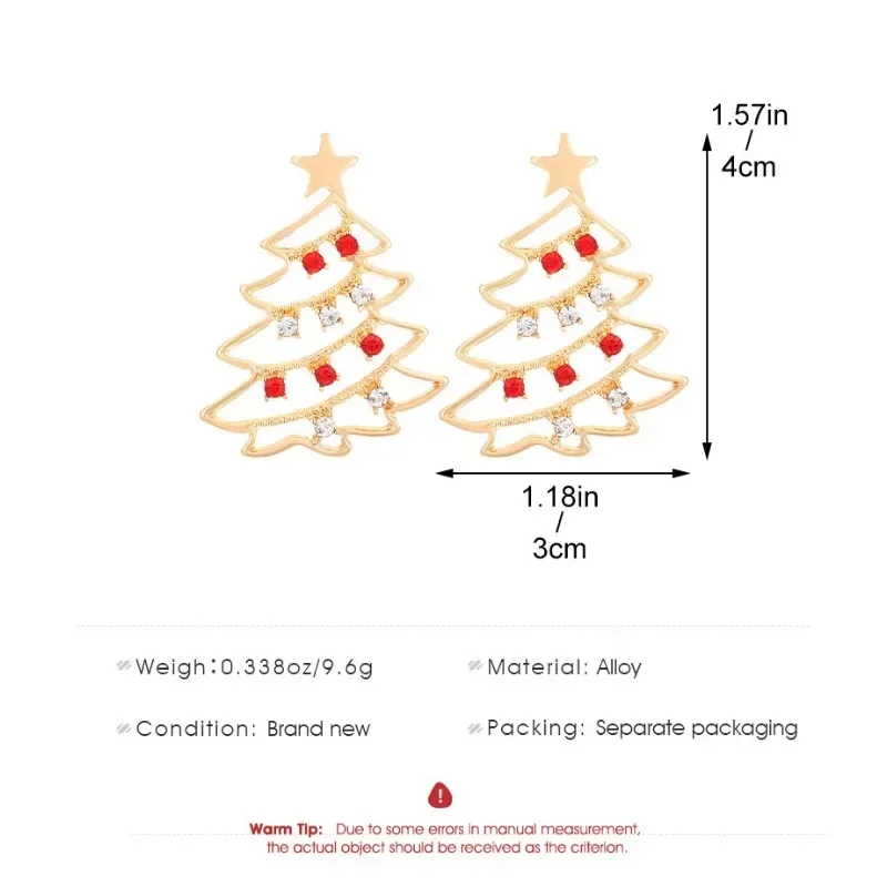 Christmas Colored Zircon Christmas Tree Simple and Fashionable Women\'s Earrings Creative Jewelry Holiday Gift
