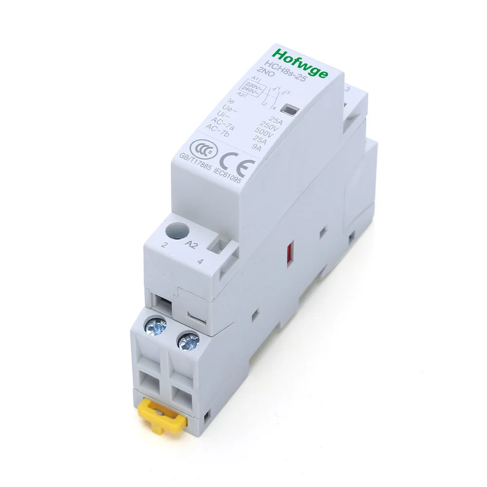 контактор HCH8s-25 Modular Contactor 2P 25A 2NO 220V 240V Automatic Household Contactor Din Rail Type