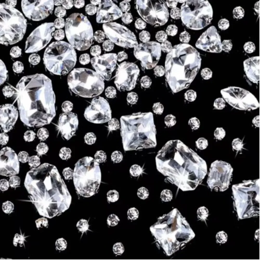 180Pcs Mix Shapes Sew On Rhinestones Clear Crystal Claw Rhinestone Multi Size DIY Clothing Dress Bag Jewelry Making Accessories