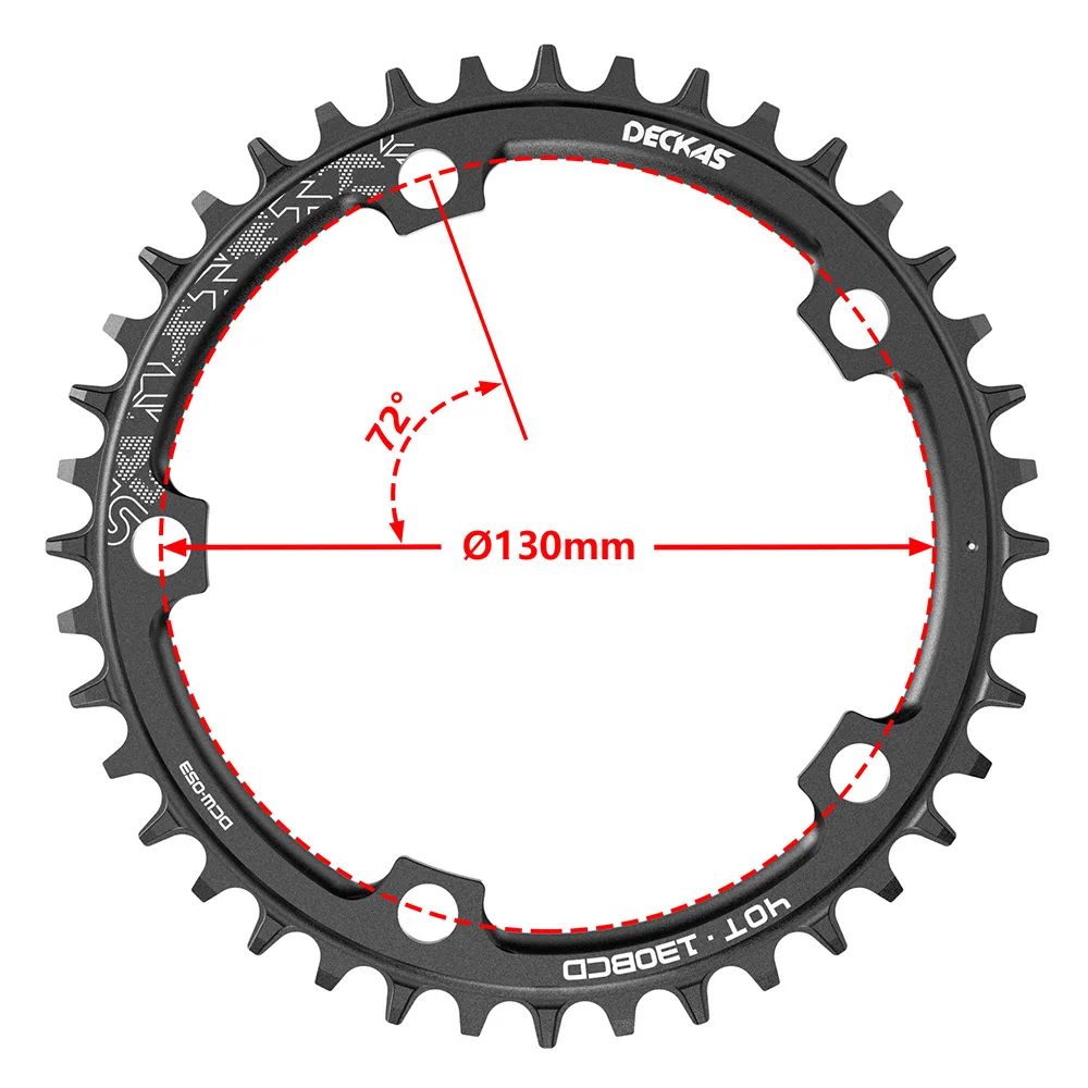 Deckas 130BCD Chainring Round 50T 52T 54T 56T 58T 1PCS Al Alloy Fit 5H 5 Bolt Circle Diameter 130mm Cranksets Black Chainring