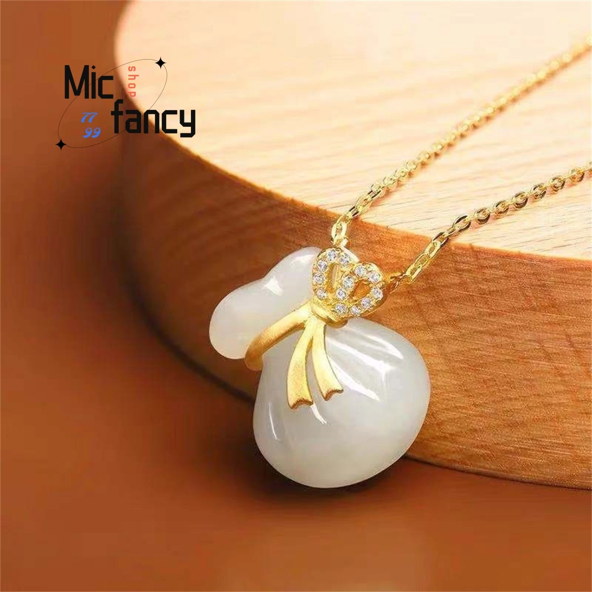 Natural Hotan Sheepskin White Jade Pendant Fortune Bag Jewelry Gold Simple Generous Exquisite Charms Fashion Women Holiday Gift