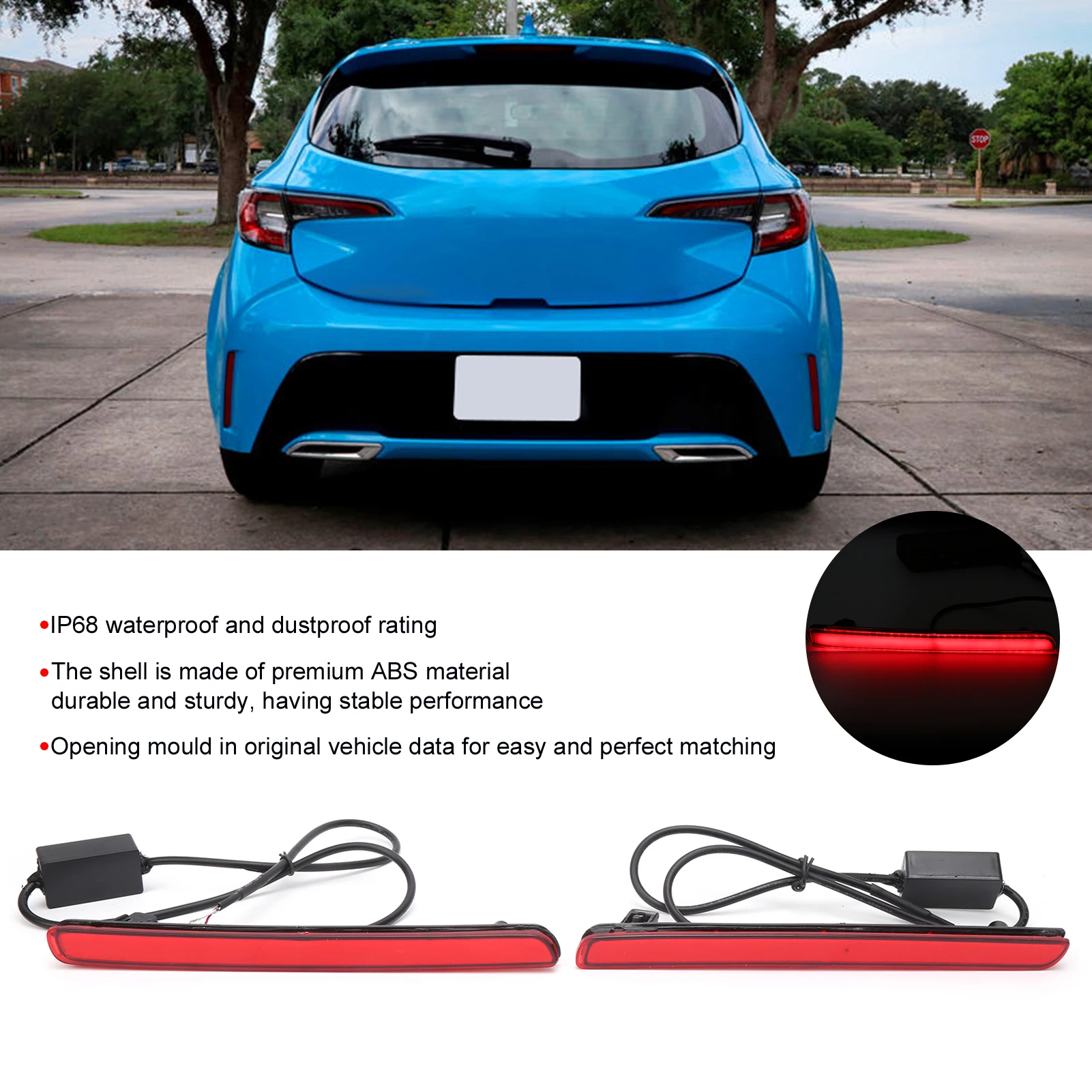 2Pcs Tail Bumper Driving Light LED Brake Parking Lamp Fit for Corolla Hatchback 2019‑2020