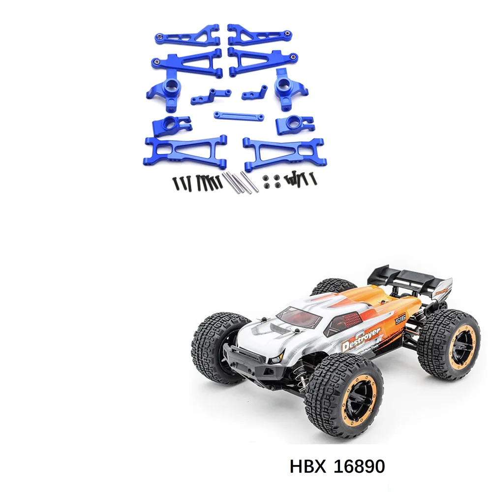 ชุดชิ้นส่วนโลหะสำหรับพวงมาลัยสวิงอาร์มมอเตอร์ไซค์สำหรับ haiboxing hbx 16889 16890 SG1602 SG1601 1/16อุปกรณ์แต่งรถ RC สีฟ้า