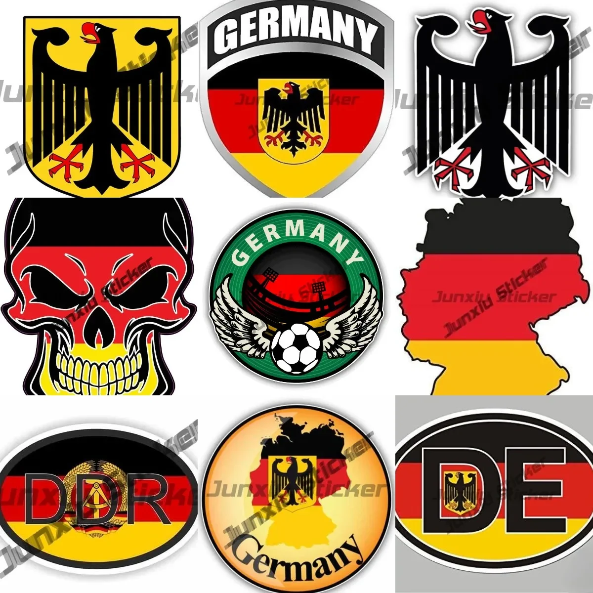 

German Country Code Flag Seal City Shield Deutschland Map Flag Wings Stickers Coat of Arms of Germany Creative Motorcycle Decal