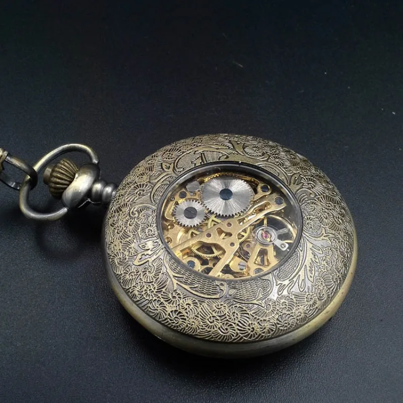 Hollow window decoration mechanical pocket watch bronze retro pocket watch gift