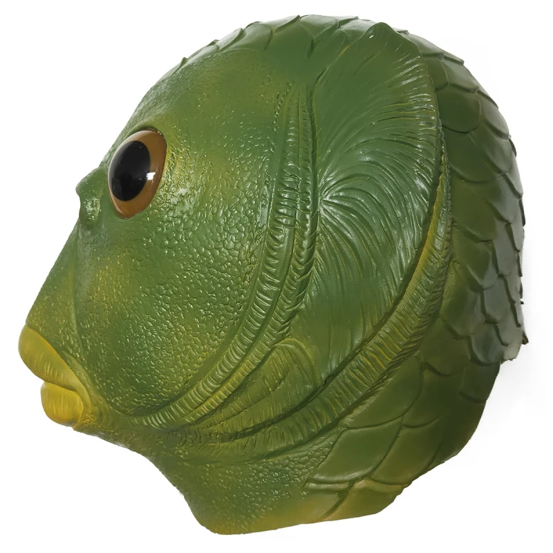 Ugly Green Fish Headgear Latex Cosplay Party Adult Funny Halloween Alien Mask Party Horror Spoof Supplies