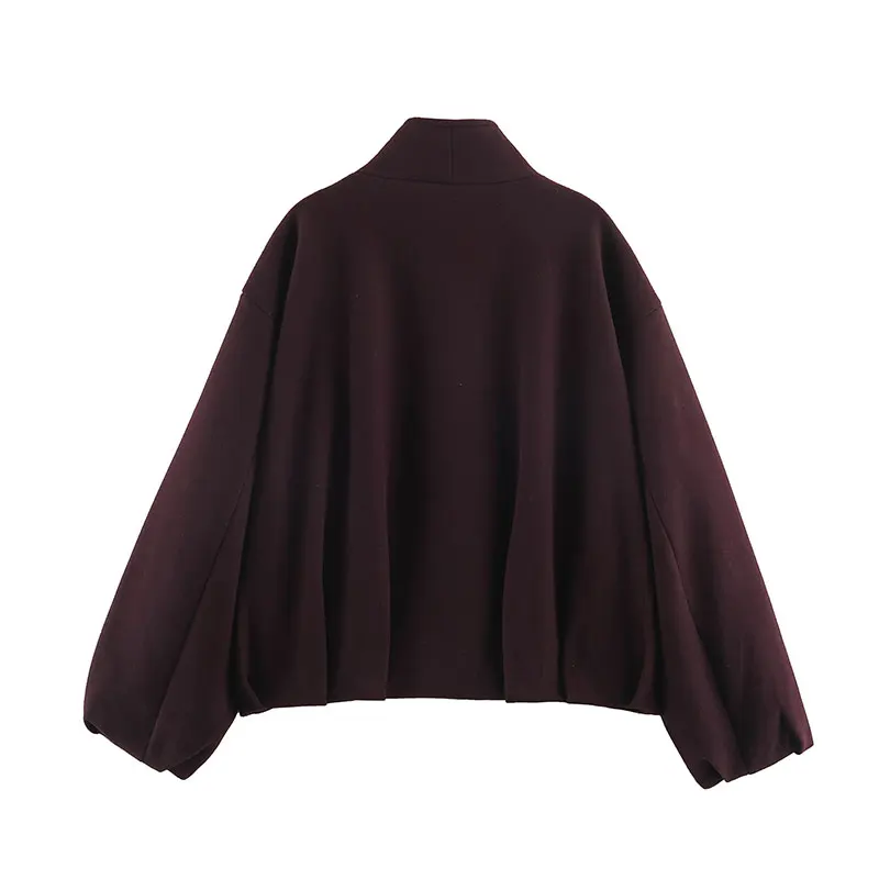 NLZGMSJ 2026 Autumn Winter Women Versatile Single-breasted Cropped Coat V-Collar Long Sleeve Pocket Loose Casual Outer Jacket