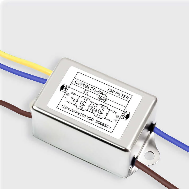 Single-phase AC EMI filter CW1BL2D-3/6/10A-L with wire power supply purification DC audio 110V anti-interference power purifier