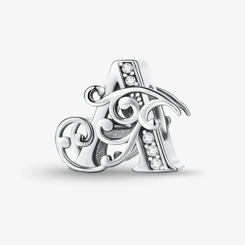 925 Sterling Silver English Letter Charms Beads Fit Original Pan DIY Bracelets Making Gift Of High Quality Fine Jewelry