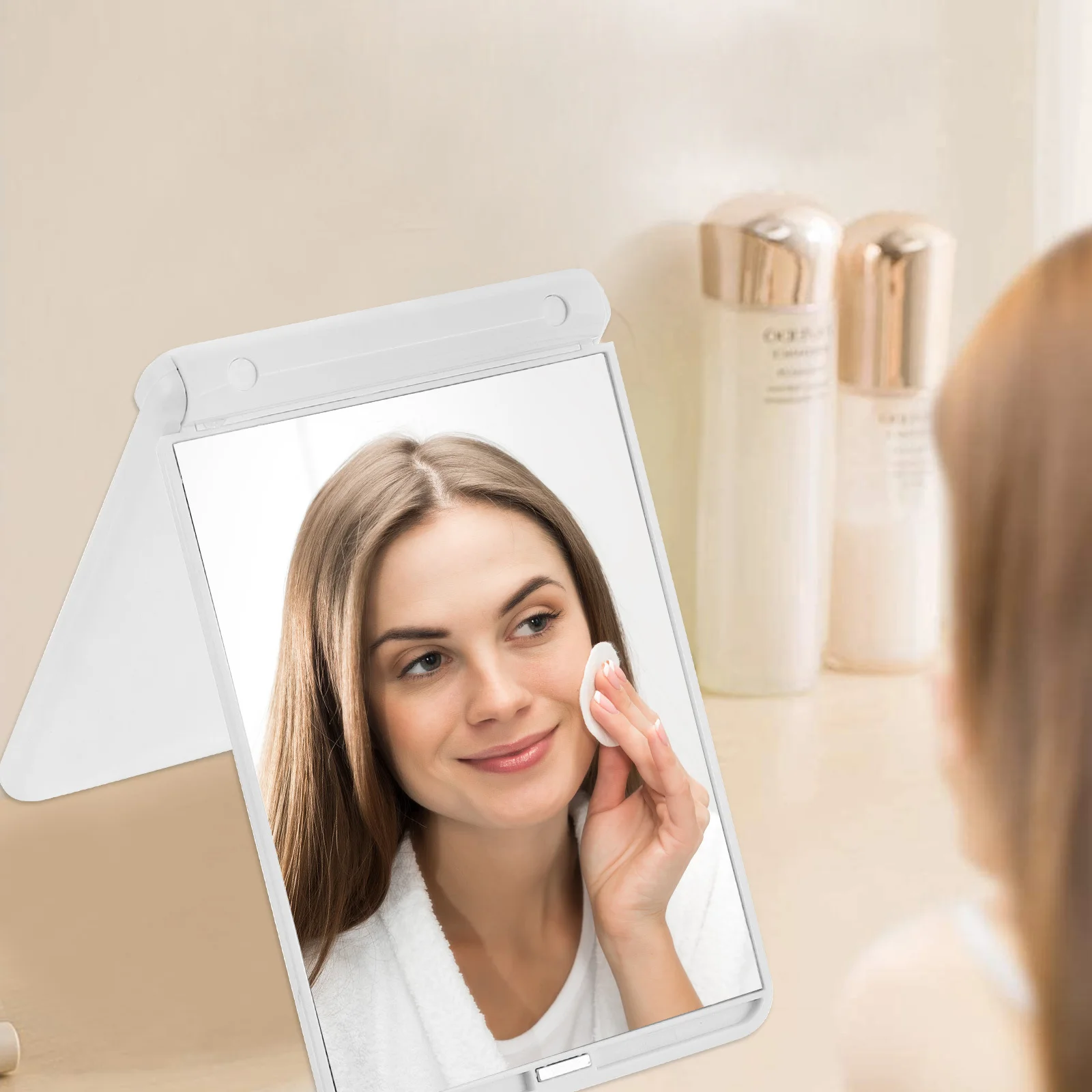 

Foldable LED Makeup Mirror Square Compact Two-Sided Handheld Mini Travel Portable Pocket Mirror High Definition LED Light
