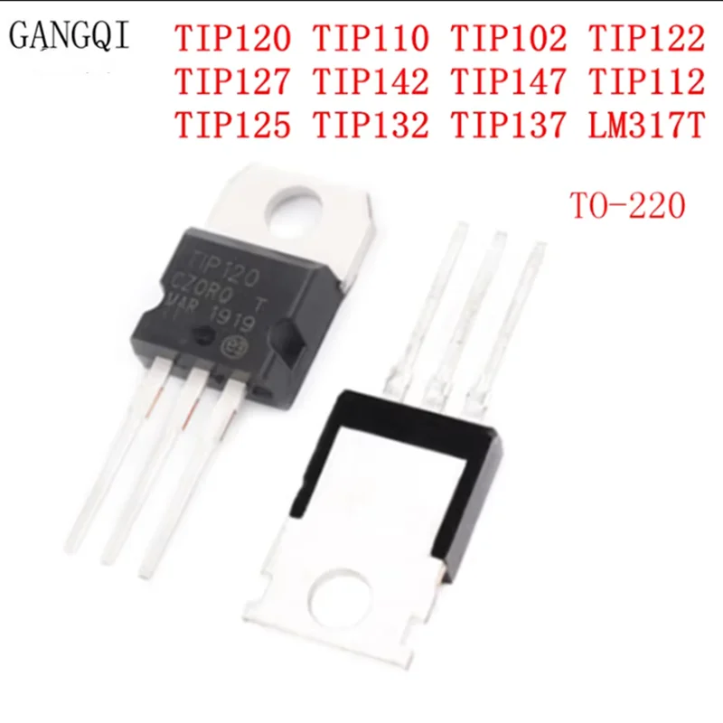 10PCS TIP102 TIP110 TIP120 TIP122 TIP127 TIP142 TIP112 TIP132 TIP137 TIP147 TIP125  LM317T Transistor TIP142T TIP120T TO-220 New